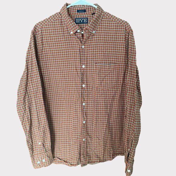 RYE by Hawker Rye Large Button Front Regular Fit Long Sleeve Red Plaid Shirt - Picture 1 of 10